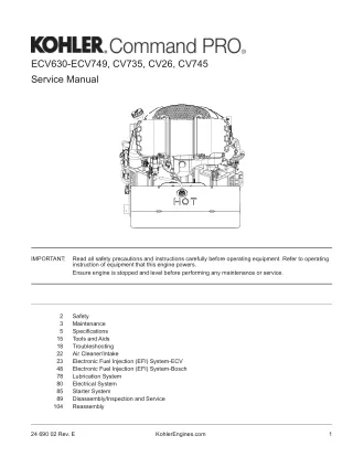 Kohler Command PRO CV735 Service Repair Manual