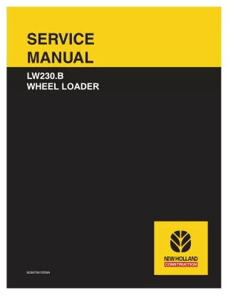 New Holland LW230B Wheel Loader Service Repair Manual