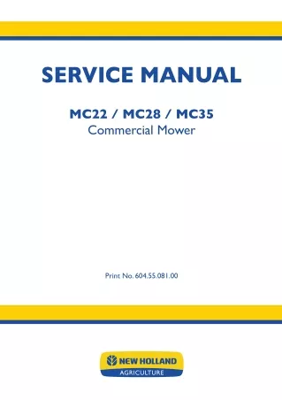 New Holland MC22 Commercial Mower Service Repair Manual