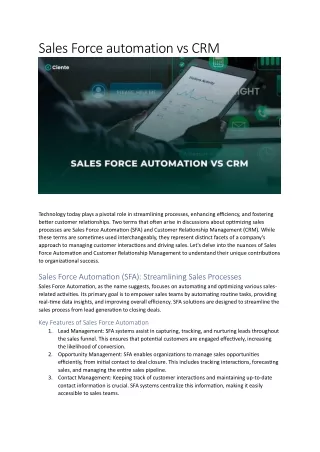 Sales Force automation vs CRM