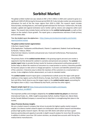 Sorbitol Market Size, Share, Trends Forecast 2024