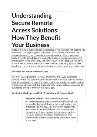 Understanding Secure Remote Access Solutions