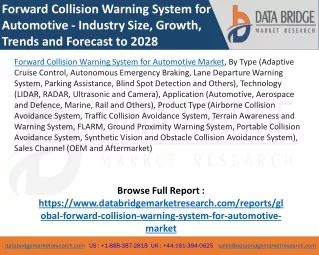 Forward Collision Warning System for Automotive Market