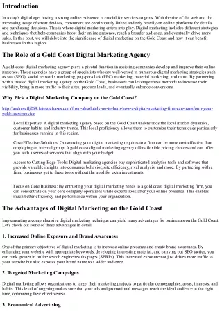 Enhancing Your Online Presence: The Value of Digital Marketing on the Gold Coast