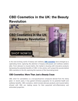 CBD Cosmetics in the UK_ Unveiling the Beauty Revolution