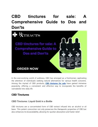 CBD tinctures for sale_ A Comprehensive Guide to Dos and Don'ts