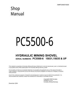 Komatsu PC5500-6 Hydraulic Mining Shovel Service Repair Manual (SN 15031 and up)