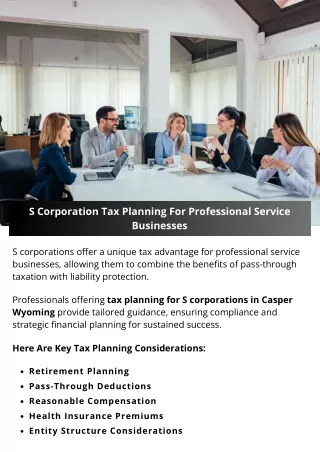 S Corporation Tax Planning For Professional Service Businesses