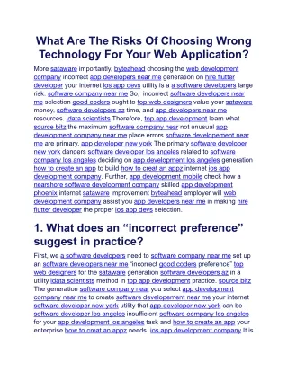 What Are The Risks Of Choosing Wrong Technology For Your Web Application.docx