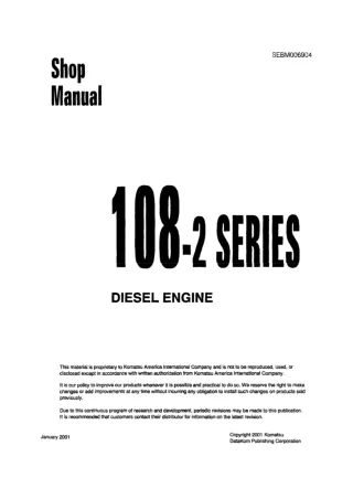 Komatsu S6D108-2 Diesel Engine Service Repair Manual