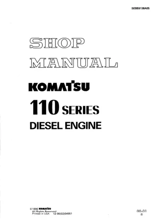 Komatsu S6D110-1 Diesel Engine Service Repair Manual