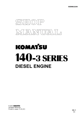 Komatsu SA6D140E-3 Diesel Engine Service Repair Manual