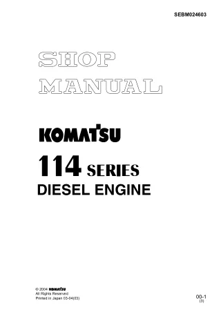 Komatsu SAA6D114E-2 Diesel Engine Service Repair Manual