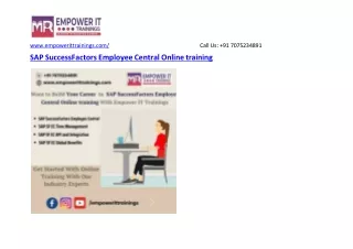 SAP SuccessFactors Employee Central Online training