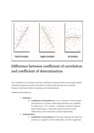 Difference between coefficient of correlation and coefficient of determination.p