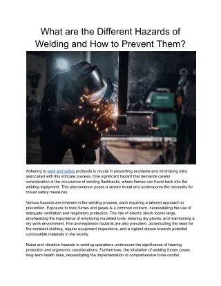 What are the Different Hazards of Welding and How to Prevent Them