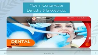 MDS in Conservative Dentistry & Endodontics