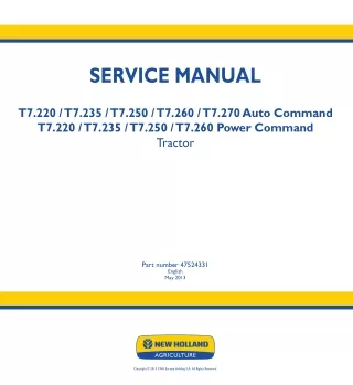 New Holland T7.260 AutoCommand Tractor Service Repair Manual 1