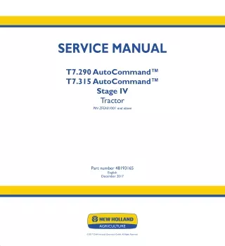 New Holland T7.290 AutoCommand Stage IV Tractor Service Repair Manual