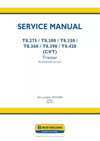 New Holland T8.275 Tractor Service Repair Manual 11