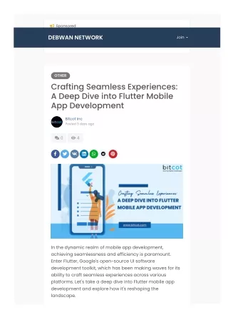 Crafting Seamless Experiences A Deep Dive into Flutter Mobile App Development