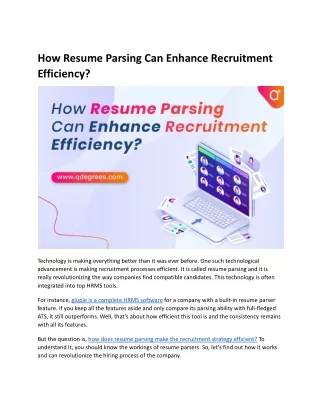 How Resume Parsing Can Enhance Recruitment Efficiency