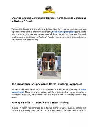 Ensuring Safe and Comfortable Journeys_ Horse Trucking Companies at Rocking Y Ranch