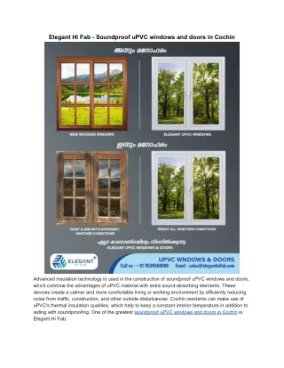 Soundproof upvc windows and doors in Cochin