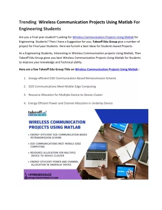 Trending  Wireless Communication Projects Using Matlab For Engineering Students