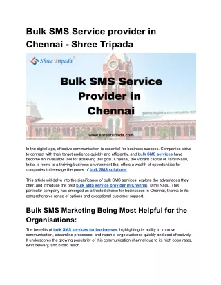 Bulk SMS Service provider in Chennai - Shree Tripada