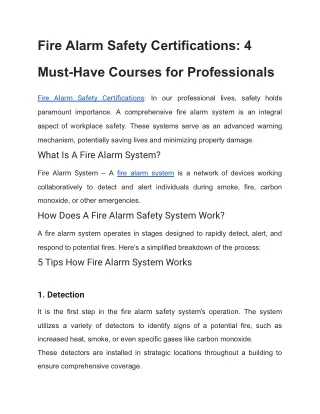 Fire Alarm Safety Certifications: 4 Must-Have Courses for Professionals