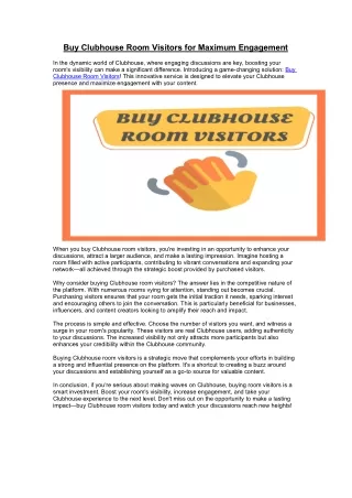 Buy Clubhouse Room Visitors for Maximum Engagement