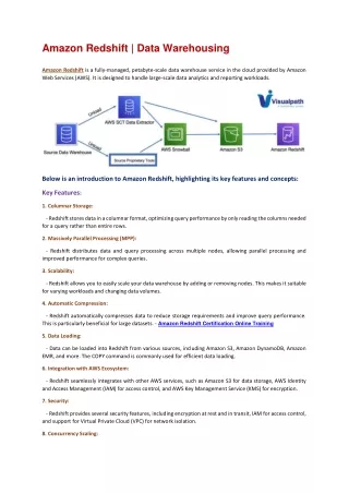 AWS Redshift training Courses | Ameerpet