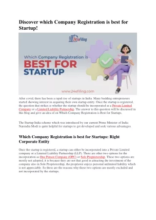 Discover which Company Registration is best for Startup