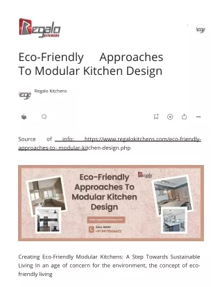 Eco-Friendly Approaches To Modular Kitchen Design