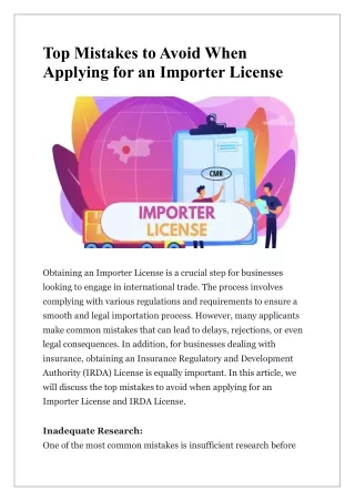 Top Mistakes to Avoid When Applying for an Importer License