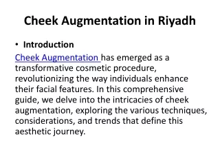 Cheek Augmentation in Riyadh