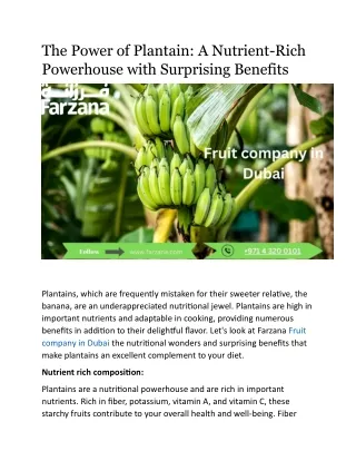 The Power of Plantain A Nutrient-Rich Powerhouse with Surprising Benefits