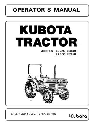 Kubota L2250 Tractor Operator manual