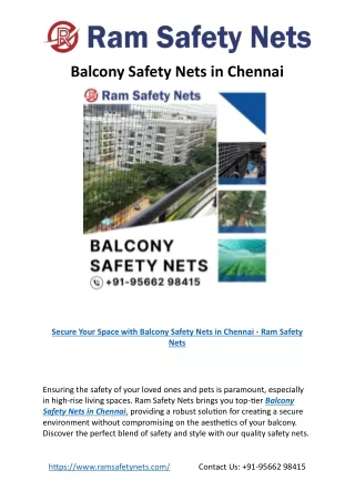 Balcony Safety Nets in Chennai