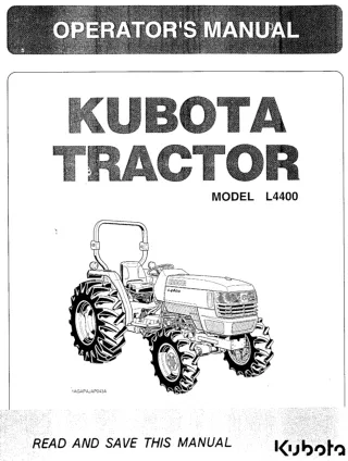 Kubota L4400 Tractor Operator manual