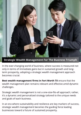 Strategic Wealth Management For The Business Triumph