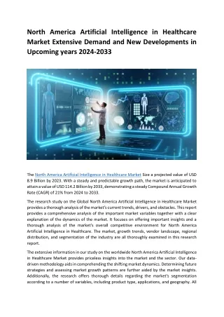 North America Artificial Intelligence in Healthcare Market Extensive Demand and New Developments in Upcoming years 2024