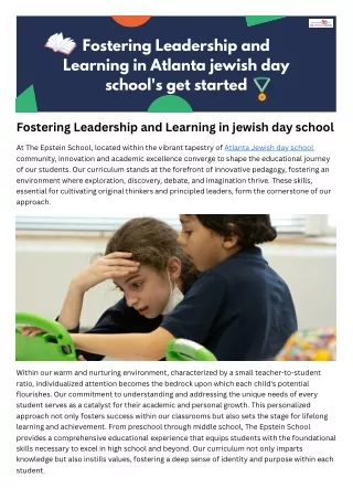 Fostering Leadership and Learning in jewish day school