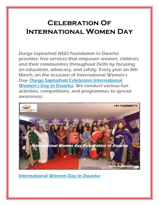 Celebration Of International Women Day