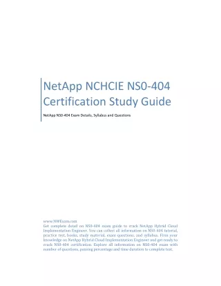 NetApp NCHCIE NS0-404 Certification Study Guide