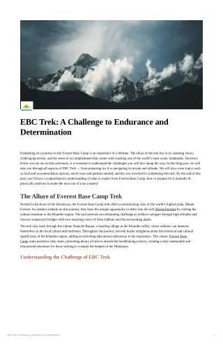 EBC Trek A Challenge to Endurance and Determination