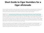 Short Guide to Cigar Humidors for a Cigar aficionado