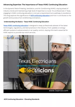 Advancing Expertise The Importance of Texas HVAC Continuing Education