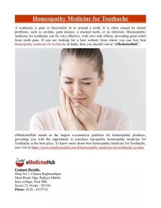 Homeopathy Medicine for Toothache